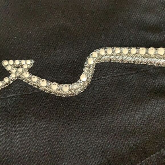 7 For All Mankind Swarovski Crystal Black Straight Leg Pants Jeans sz 28 NWOT - Picture 9 of 10